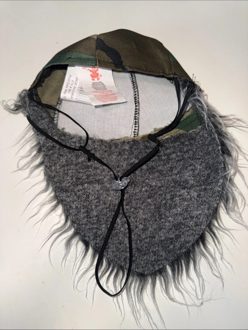 Camouflage Dog Trucker Hat with Faux Fur Beard